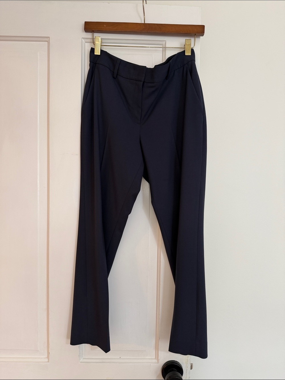 Theory Navy Straight-Leg Dress Trousers